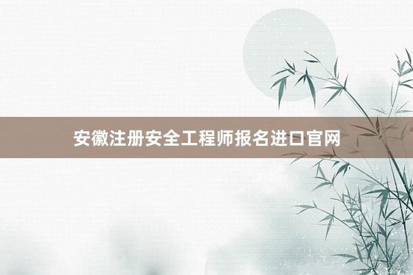 安徽注册安全工程师报名进口官网